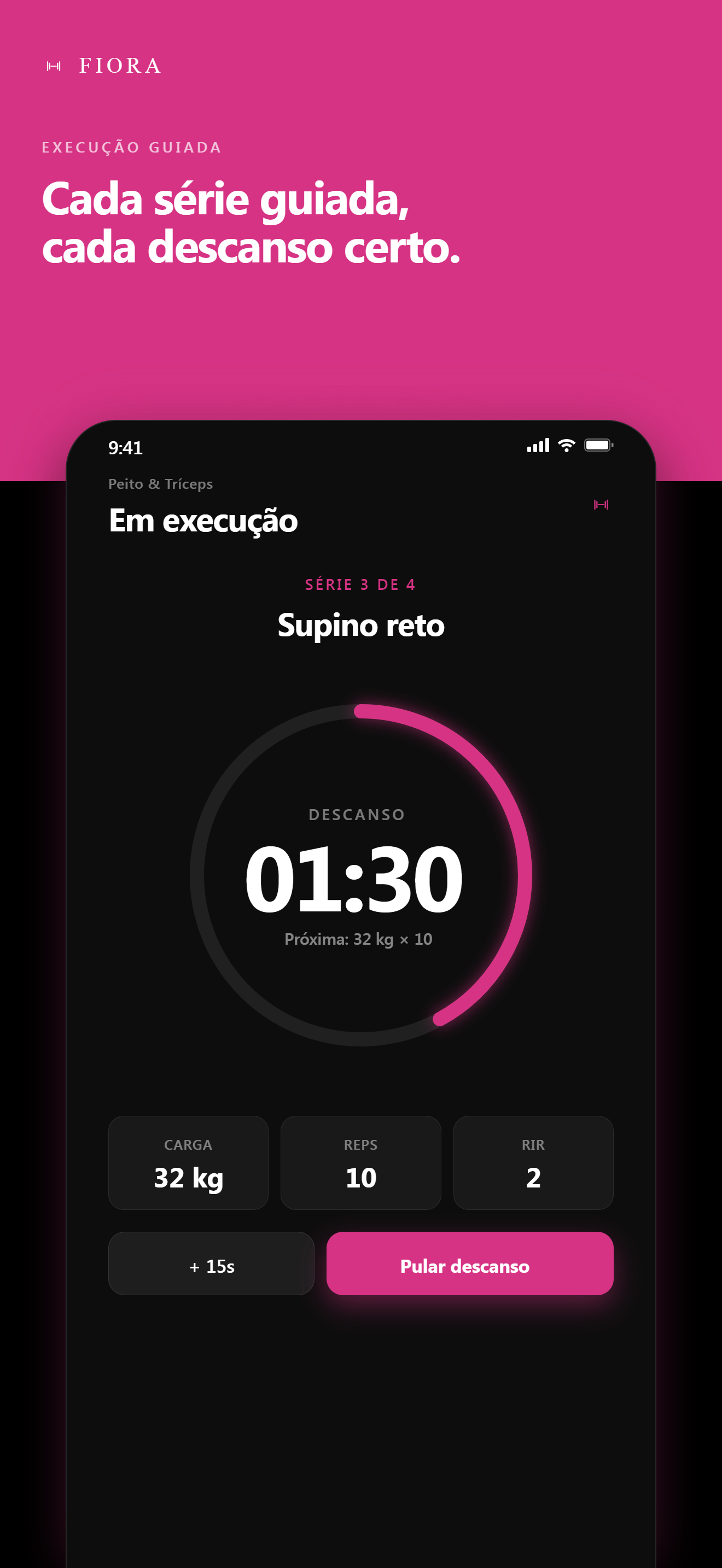 Timer de descanso guiado